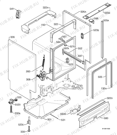 Схема №1 F86470I-M с изображением Обшивка для посудомоечной машины Aeg 1527705105